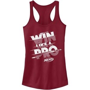 Hasbro Women’s Nerf Win Like a Pro Slim Fit, Scoop Hem Racerback Tank(Scarlet)