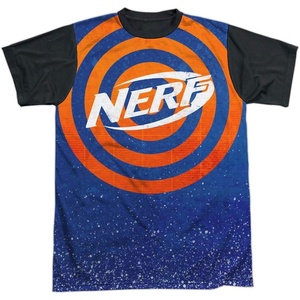 LOGOVISION Nerf Target Practice Unisex Adult Halloween Costume Sublimated T Shirt (Black Back)(White)