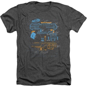 Nerf Deconstructed Nerf Gun Unisex Adult Heather T Shirt for Men and Women(Charcoal)