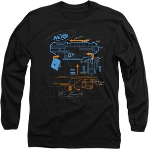Nerf Deconstructed Nerf Gun Unisex Adult Long-Sleeve T Shirt for Men and Women(Black)