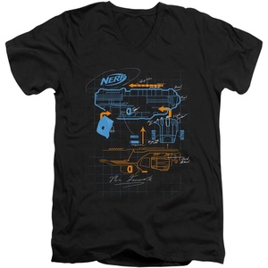 Nerf Deconstructed Nerf Gun Unisex Adult V-Neck T Shirt for Men and Women(Black)