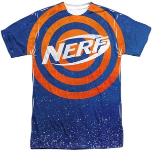 Nerf Target Practice Unisex Adult Front Only Sublimated T Shirt for Men and Women(White)