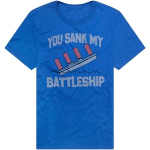 Popfunk Official Game Night Adult Unisex Classic Ring-Spun T-Shirt Collection(The Sunken Battleship – Blue)