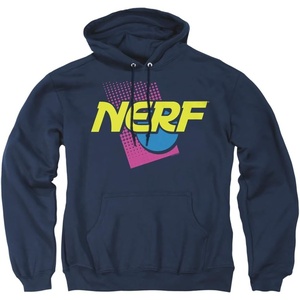 Trevco Nerf 90S Logo Unisex Adult Pull-Over Hoodie(Navy)