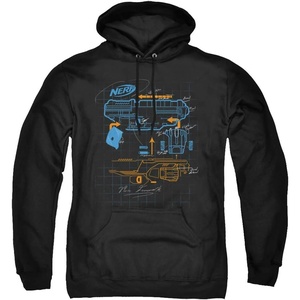 Trevco Nerf Deconstructed Nerf Gun Unisex Adult Pull-Over Hoodie(Black)