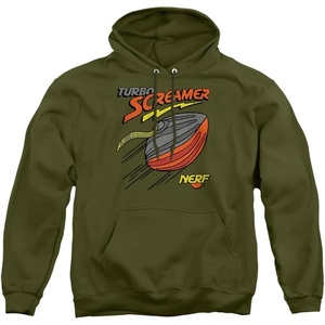 Trevco Nerf Turbo Screamer Unisex Adult Pull-Over Hoodie(Military Green)
