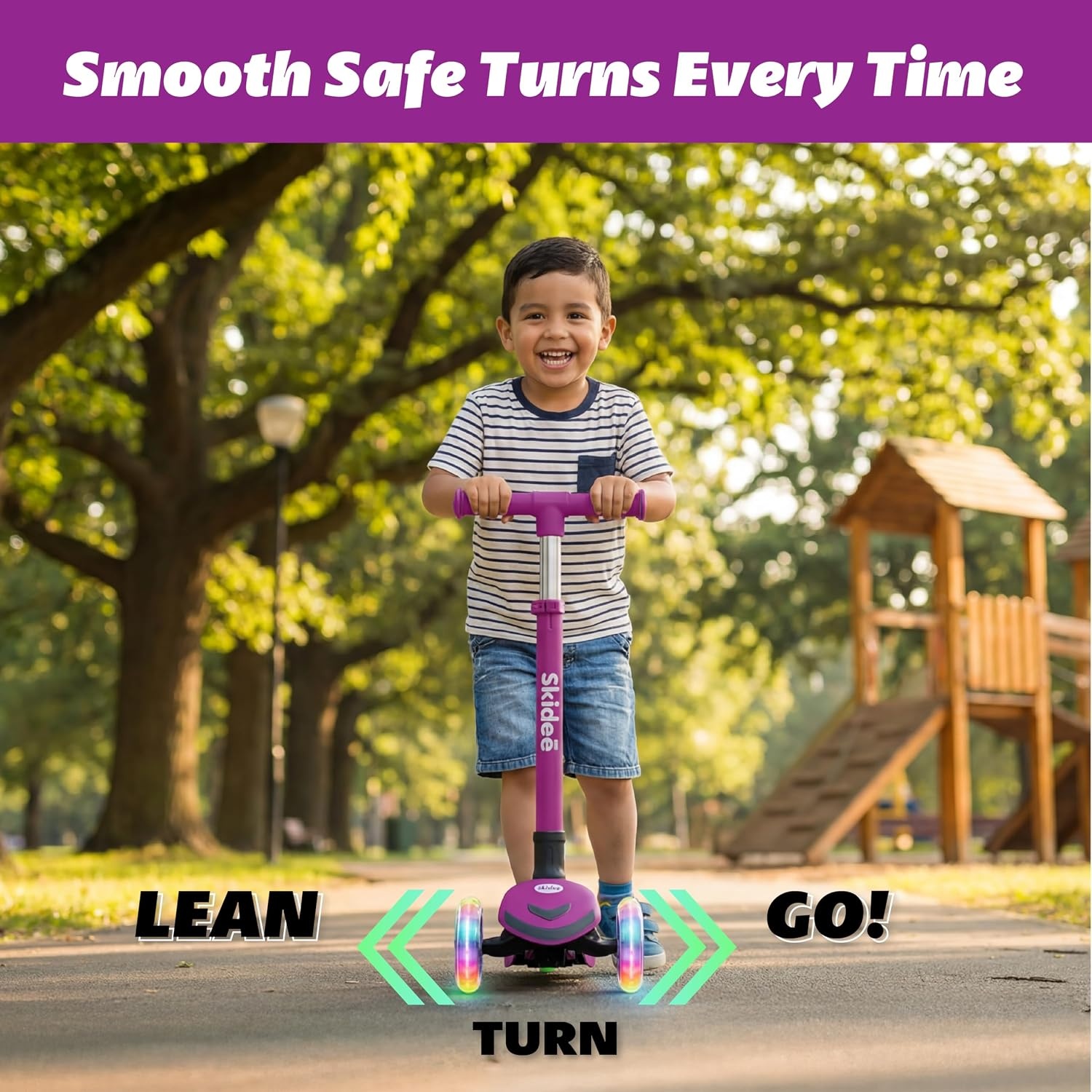 image:imageSKIDEE Kick Scooter for Kids Ages 35 Foldable 3 Wheel Scooter with LeantoSteer Adjustable Height Removable Seat amp LED Light Wheels Toddler Scooter Up to 12 Year Old BoysGirlsRaspberry