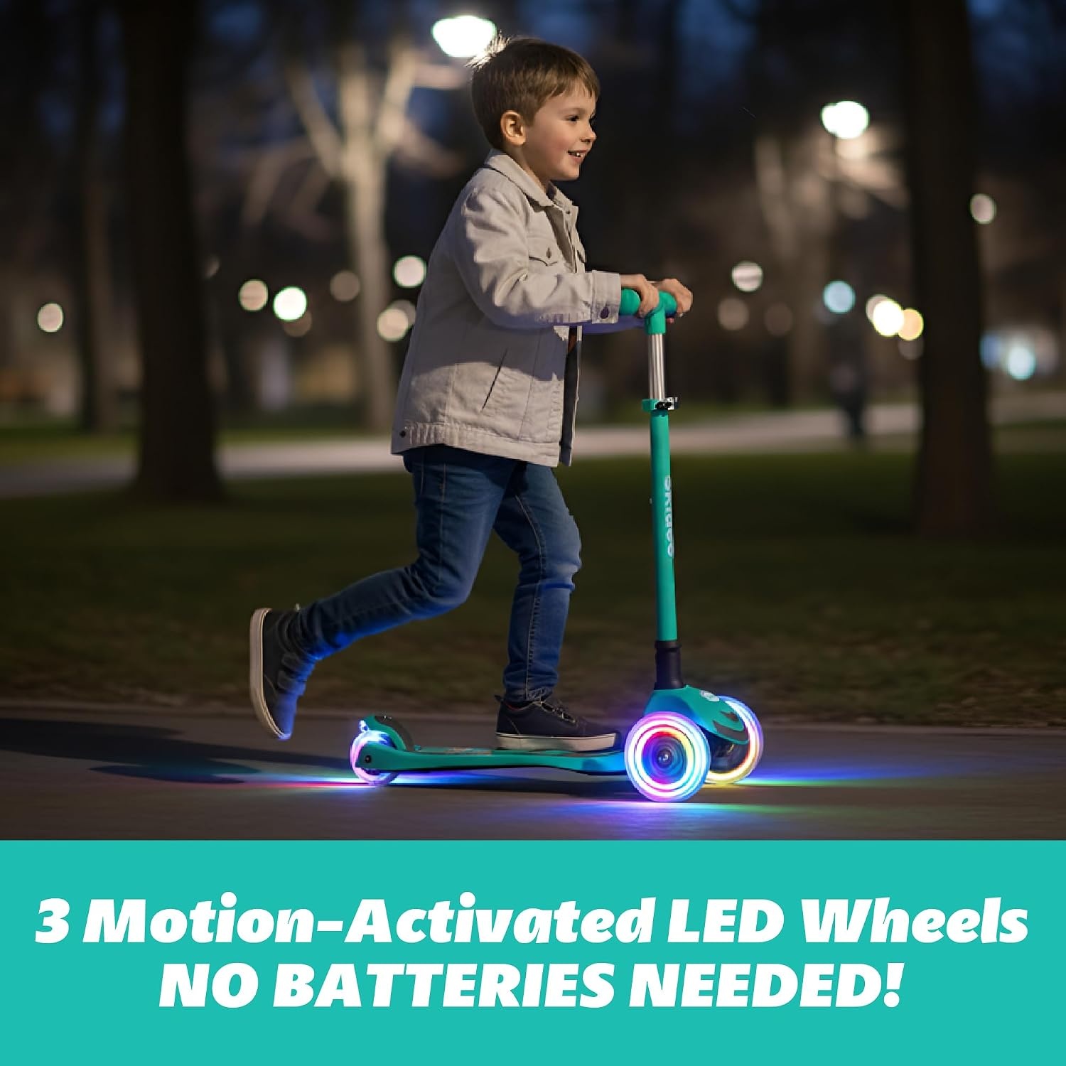 image:imageSKIDEE Kick Scooter for Kids Ages 35 Foldable 3 Wheel Scooter with LeantoSteer Adjustable Height Removable Seat amp LED Light Wheels Toddler Scooter Up to 12 Year Old BoysGirlsMint Green