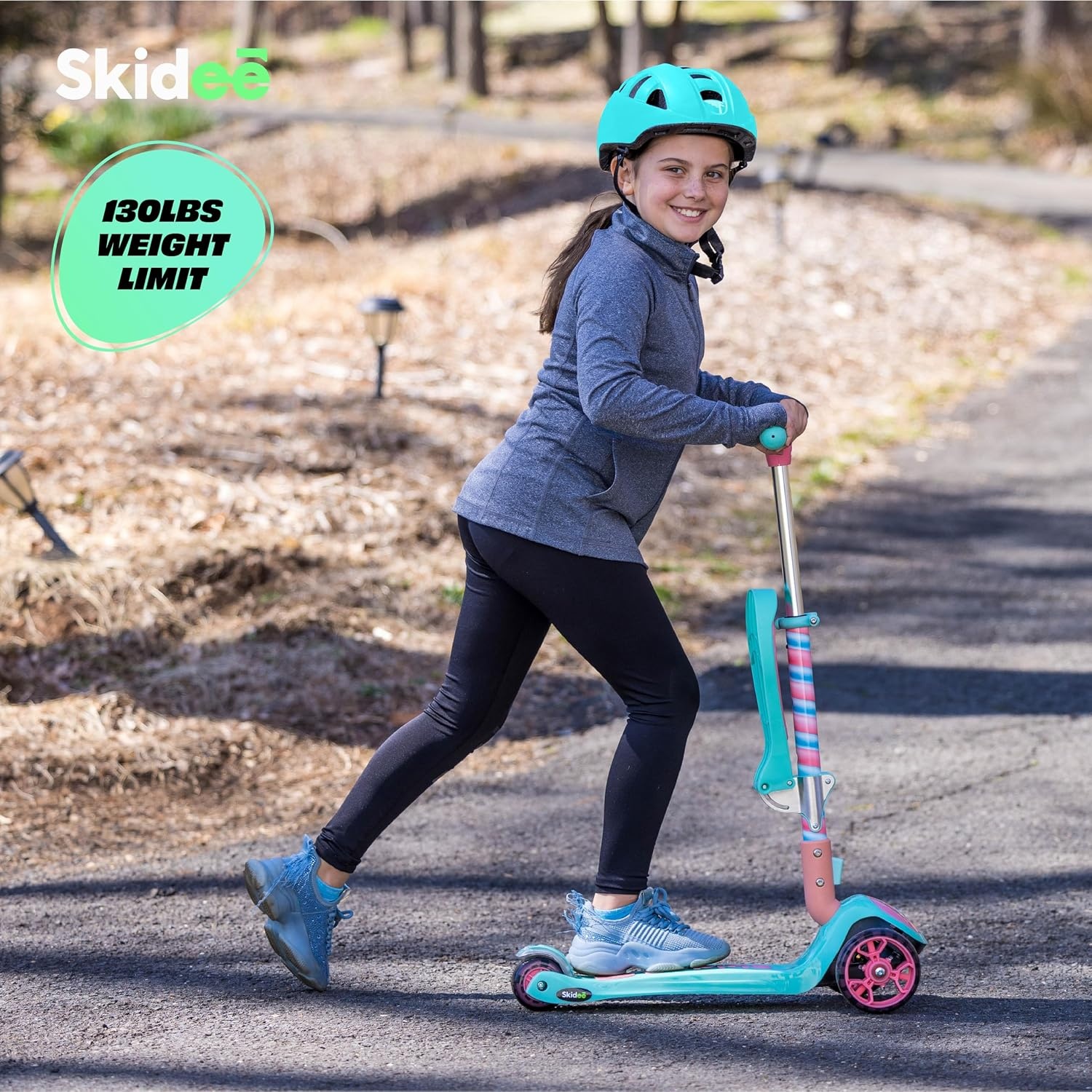 image:imageSKIDEE Kick Scooter for Kids Ages 35 Foldable 3 Wheel Scooter with LeantoSteer Adjustable Height Removable Seat amp LED Light Wheels Toddler Scooter Up to 12 Year Old BoysGirlsMarshmallow