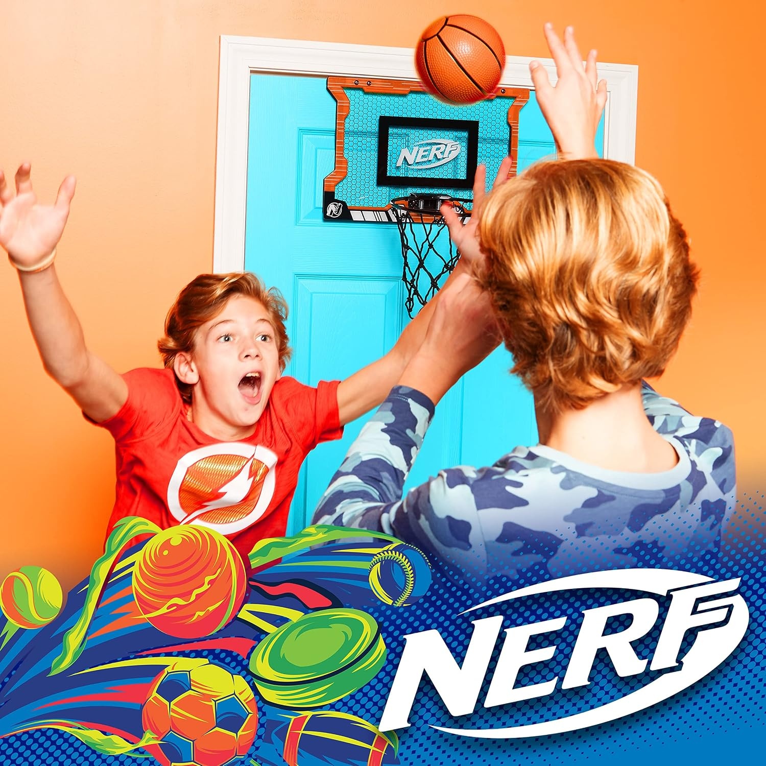 image:imageNERF Basketball Hoop Set Pro Hoop Mini Hoop Set with Mini NERF Basketball Steel Rim Great for DunkingOrange Standard