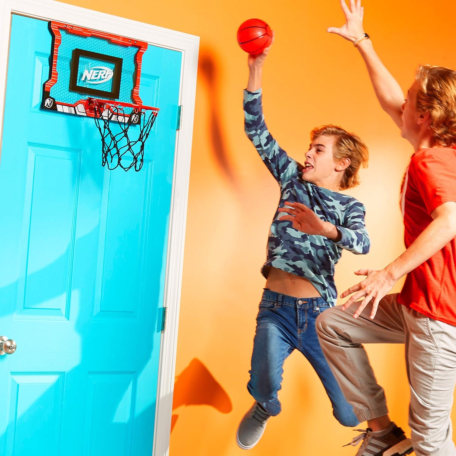 image:imageNERF Basketball Hoop Set Pro Hoop Mini Hoop Set with Mini NERF Basketball Steel Rim Great for DunkingRed Standard