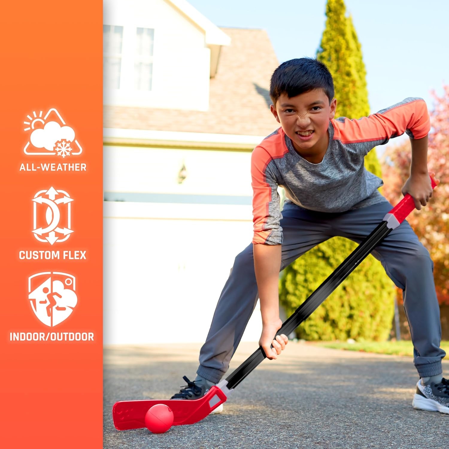 image:imageNERF Flexplay Hockey Stick Ball Set Adjustable Height1 Stick 2 Balls