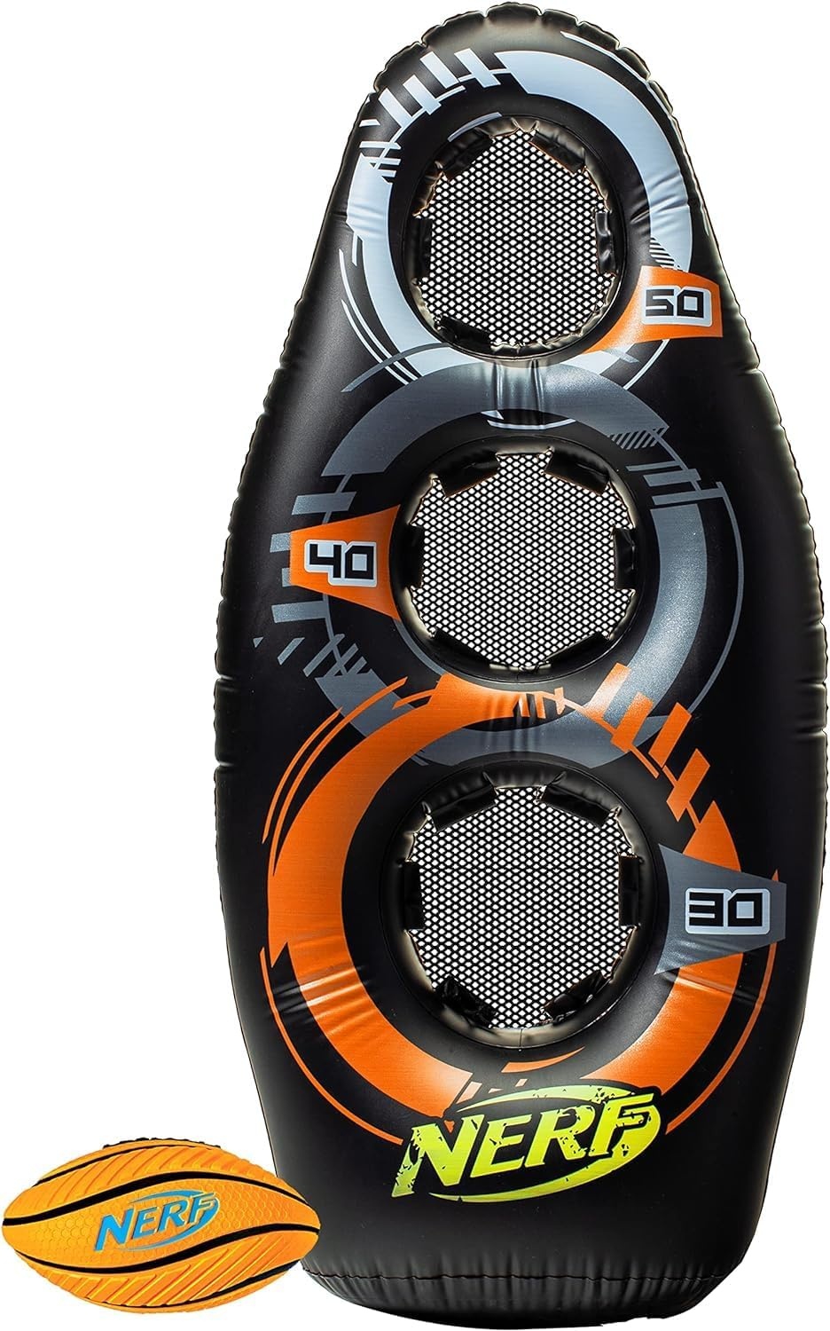 image:imageNERF Inflatable Target Set Proshot Kids Football Blaster Game Set 50 Standing Pop Up Target BlackOrangeGrayOne Size