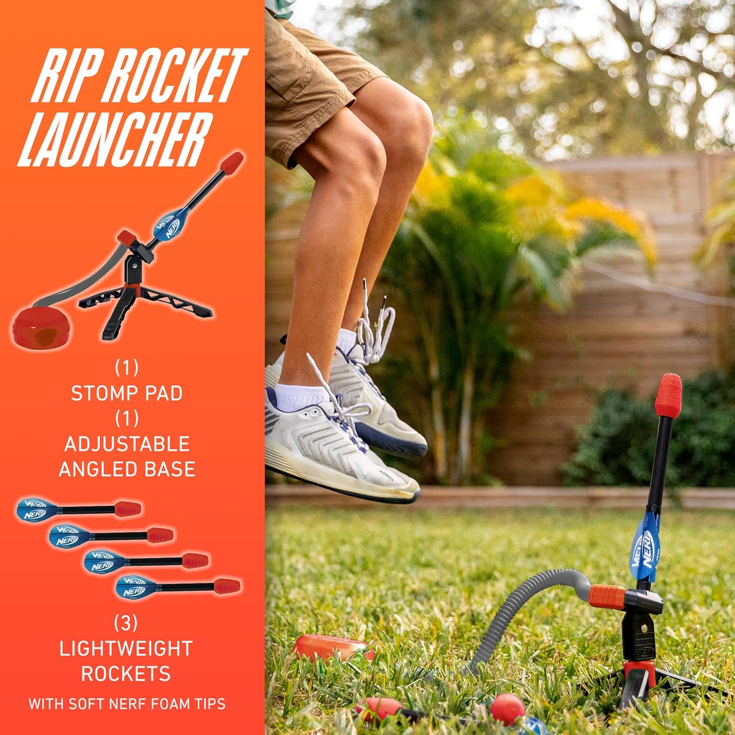 image:imageNERF Rip Rocket Stomp Launcher JumpPowered Foam RocketsLauncher