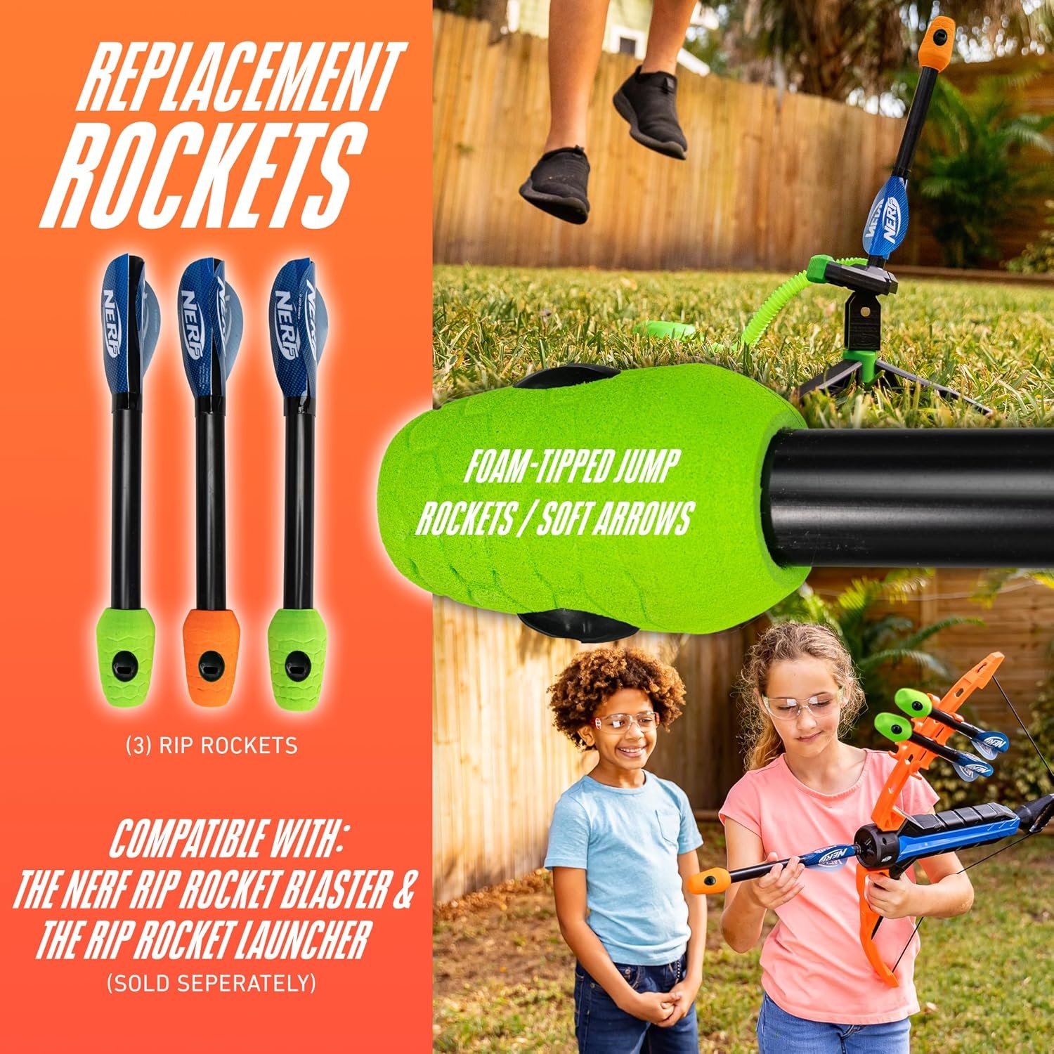 image:imageNERF Rip Rocket Stomp Launcher JumpPowered Foam RocketsReplacement Rockets