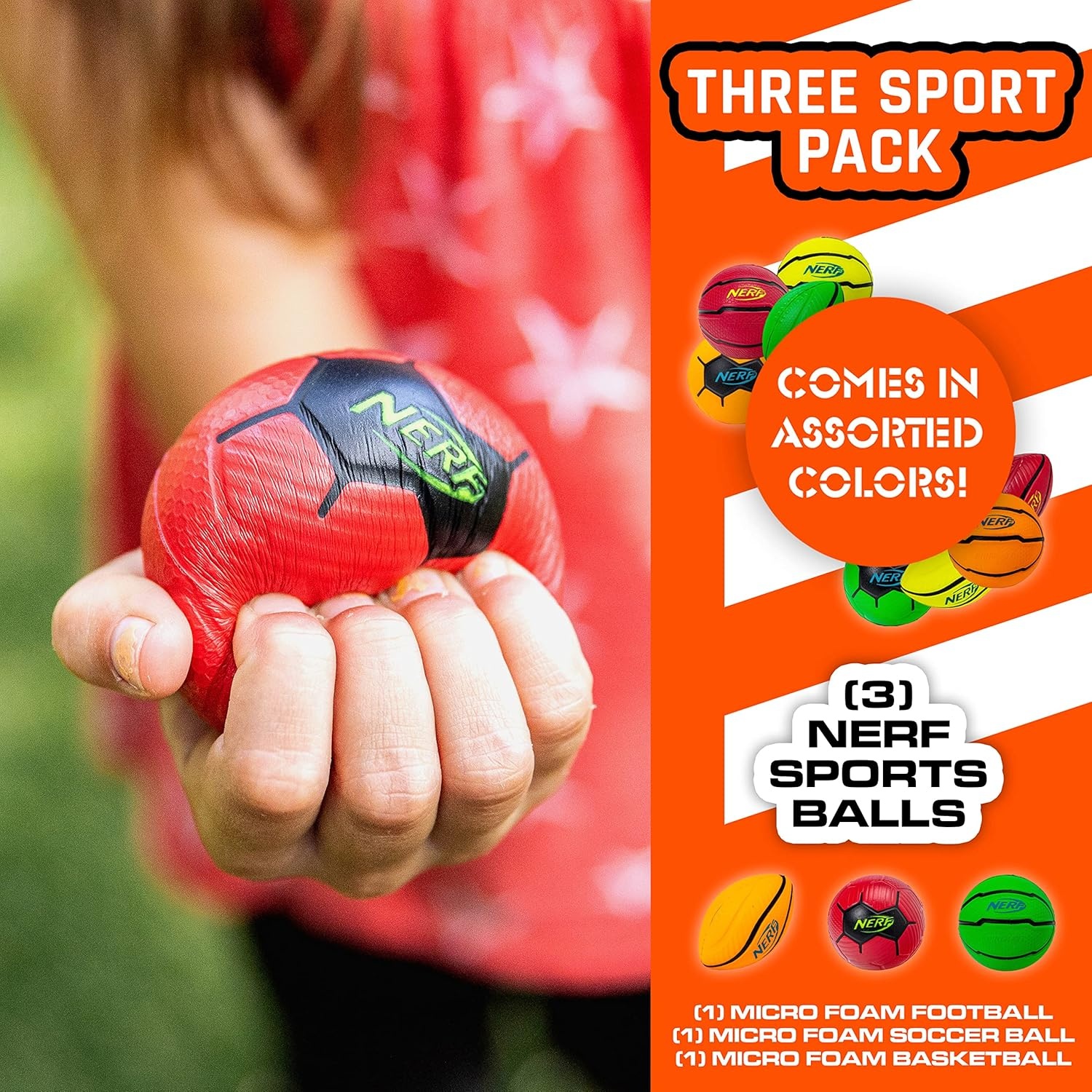 image:imageNerf Franklin Sports Micro Foam Sports Ball SetGreenYellowRed
