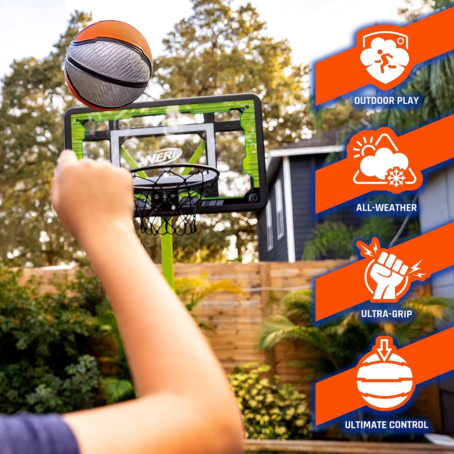 image:imageNerf Indoor Outdoor Basketball Proshot Official Size 295 Basketball Air Inflation Pump Extra Grip for Gym Driveway Hoops Regulation B7 Ball BlackOrangeOfficial