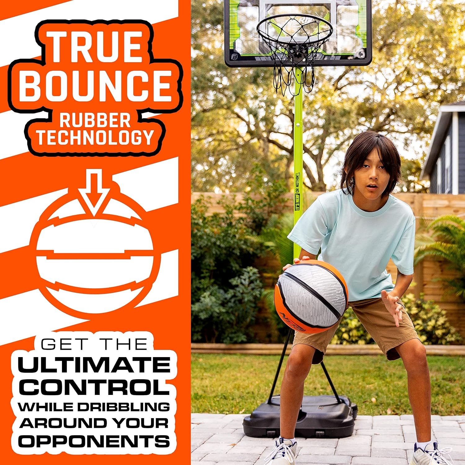 image:imageNerf Indoor Outdoor Basketball Proshot Official Size 295 Basketball Air Inflation Pump Extra Grip for Gym Driveway Hoops Regulation B7 Ball BlackOrangeOfficial