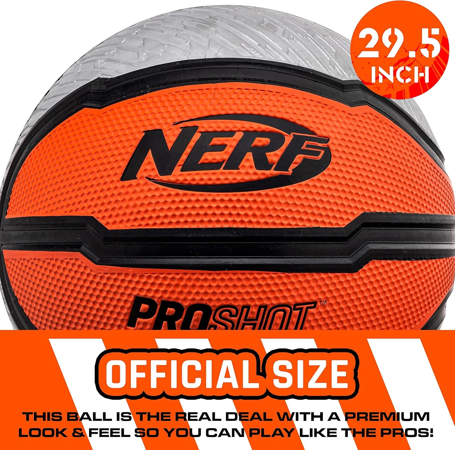 image:imageNerf Indoor Outdoor Basketball Proshot Official Size 295 Basketball Air Inflation Pump Extra Grip for Gym Driveway Hoops Regulation B7 Ball BlackOrangeOfficial