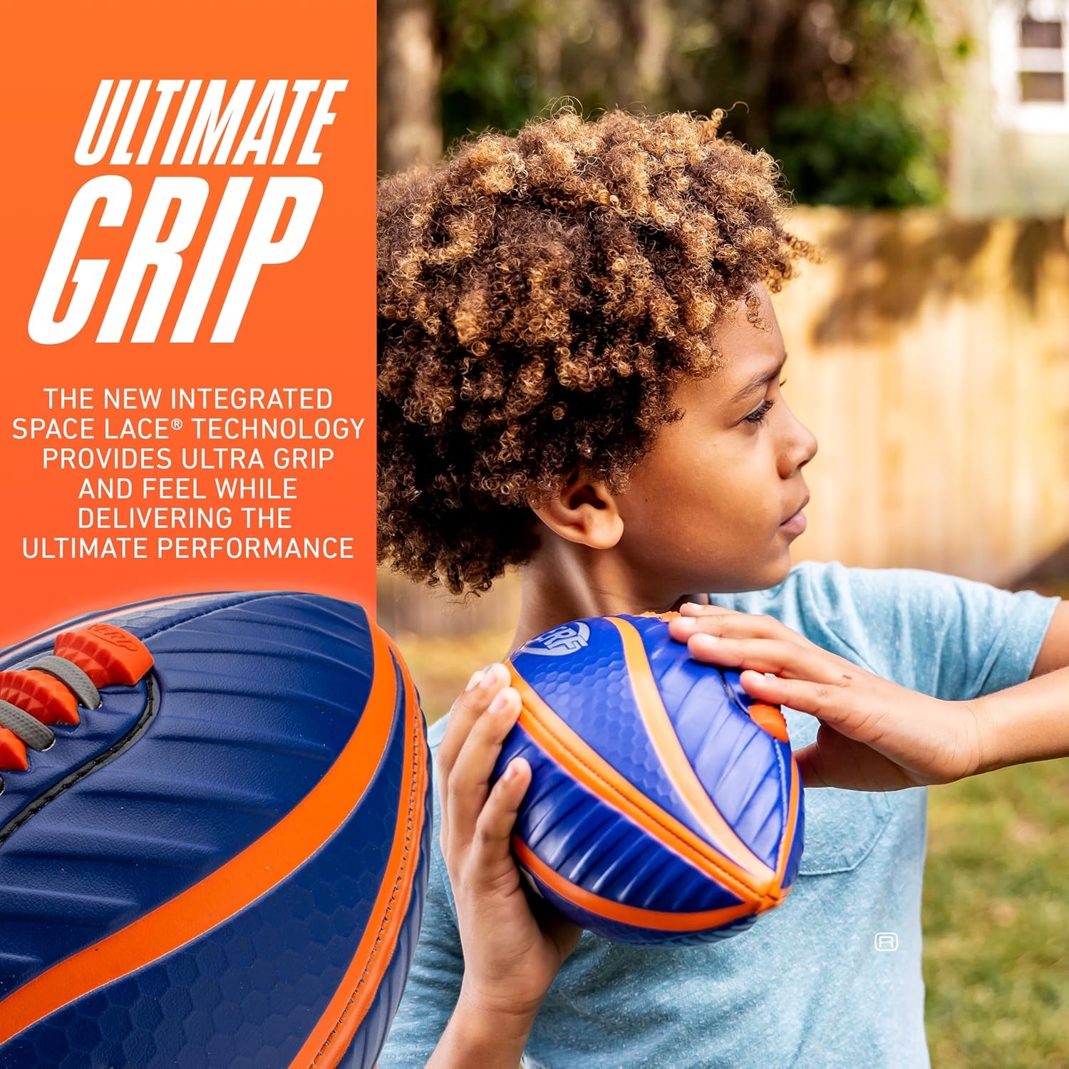 image:imageNerf Spiral Grip Spacelace Football Patented Spiral DesignBlueOrange