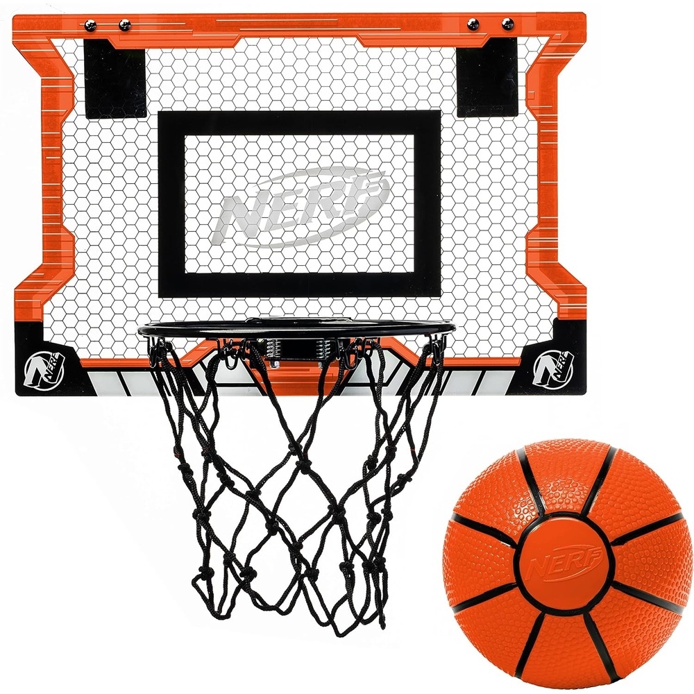 image:imageNERF Basketball Hoop Set Pro Hoop Mini Hoop Set with Mini NERF Basketball Steel Rim Great for DunkingOrange Standard