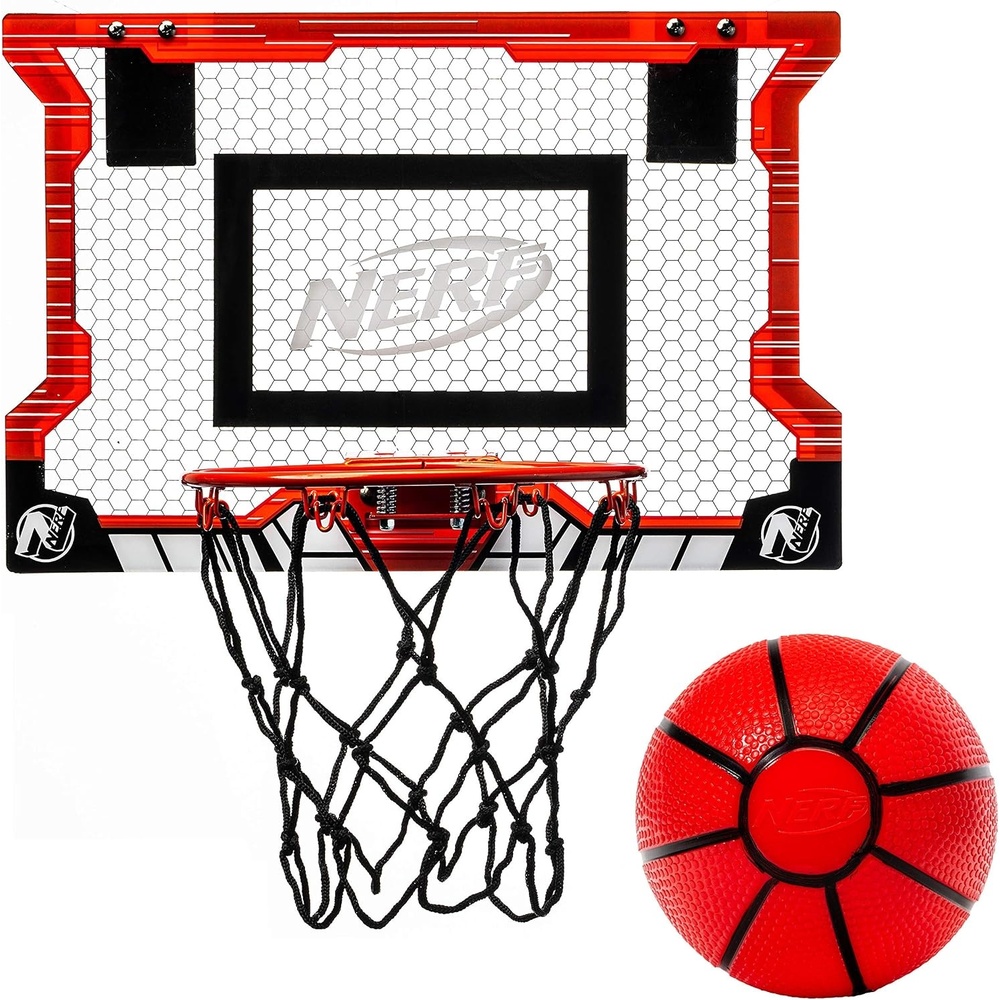 image:imageNERF Basketball Hoop Set Pro Hoop Mini Hoop Set with Mini NERF Basketball Steel Rim Great for DunkingRed Standard