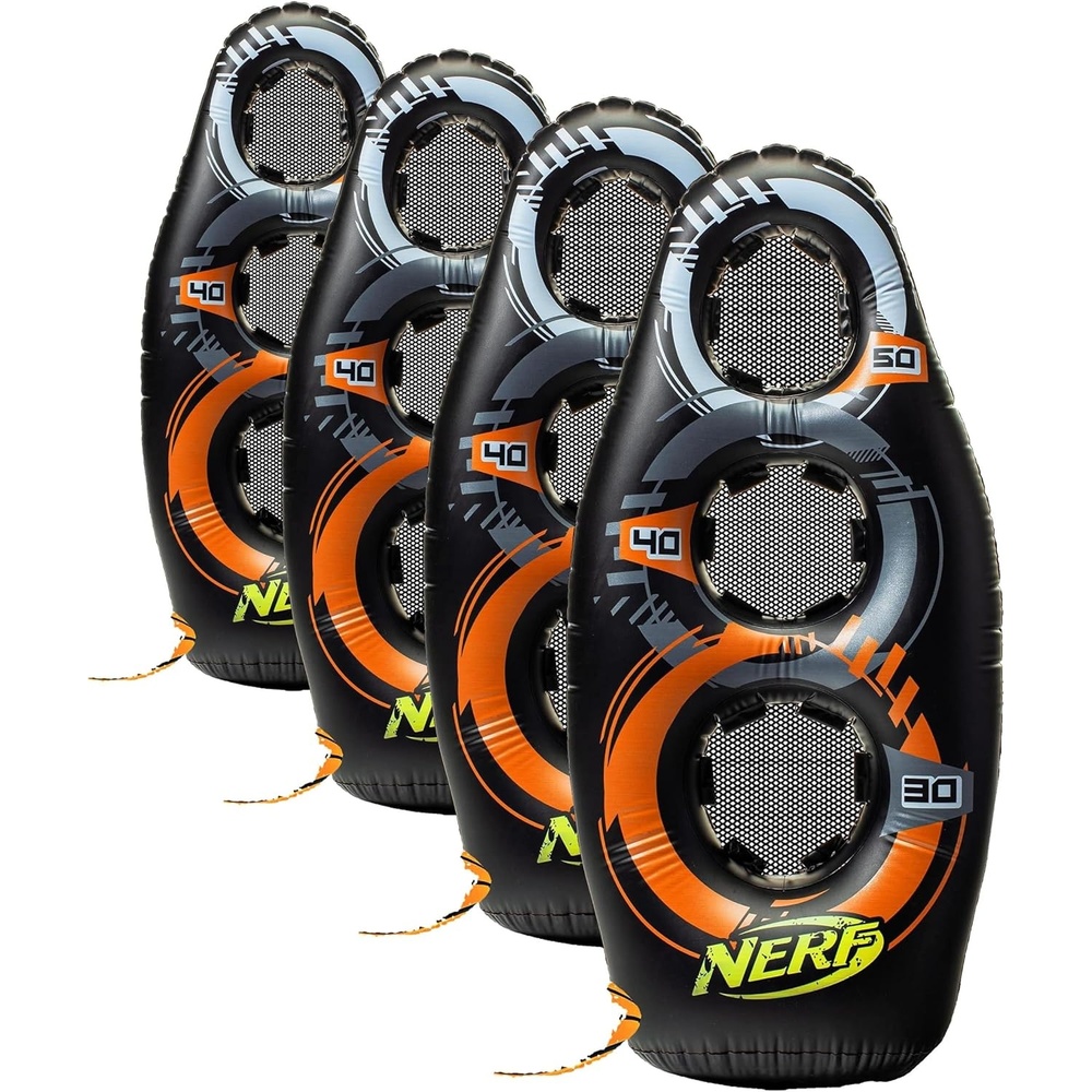 image:imageNERF Inflatable Target Set Proshot Kids Football Blaster Game Set 50 Standing Pop Up Target BlackOrangeGrayOne Size Pack of 4