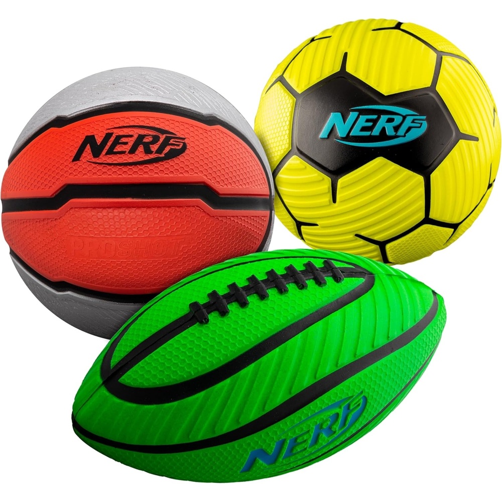 image:imageNerf Mini Foam Sports Ball Set 3 PackGreenOrangeYellow