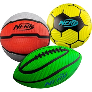 Nerf Mini Foam Sports Ball Set – 3 Pack(Green/Orange/Yellow)