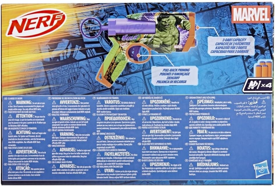 image:imageNerf Marvel Hulk Dart Blaster 4 Nerf N1 Foam Darts HulkInspired Blaster Skin Designs Kids Gifts Outdoor Toys amp Games for Ages 8 Amazon ExclusiveHulk