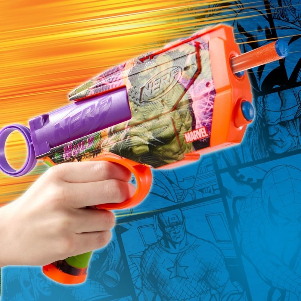 image:imageNerf Marvel Hulk Dart Blaster 4 Nerf N1 Foam Darts HulkInspired Blaster Skin Designs Kids Gifts Outdoor Toys amp Games for Ages 8 Amazon ExclusiveHulk
