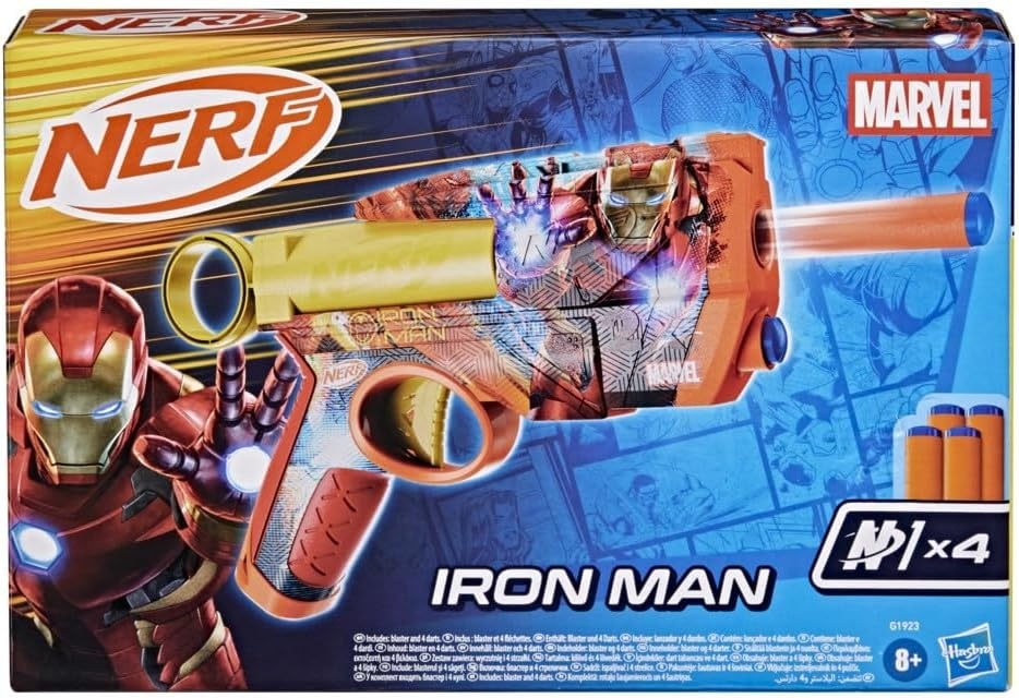 image:imageNerf Marvel Hulk Dart Blaster 4 Nerf N1 Foam Darts HulkInspired Blaster Skin Designs Kids Gifts Outdoor Toys amp Games for Ages 8 Amazon ExclusiveIron Man