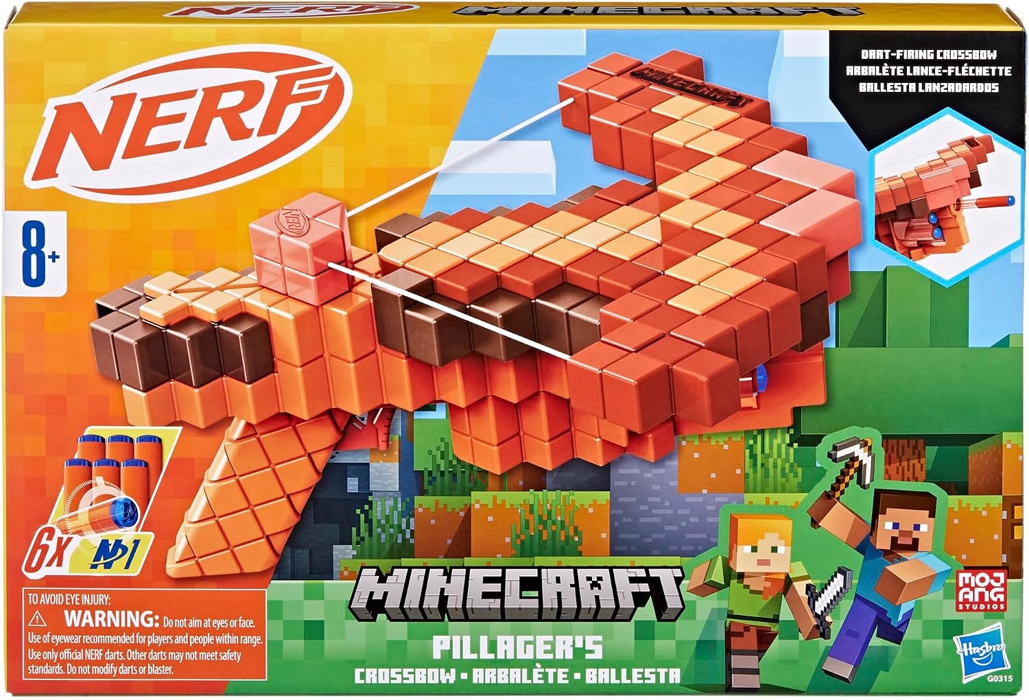 image:imageNerf Minecraft Pillagers Crossbow Dart Blaster 6 N1 Darts Compatible Only with N1 Dart Blasters 6 Dart Capacity Ages 8Pillagers Crossbow