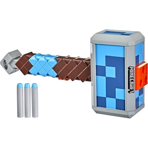 Nerf Minecraft Pillager’s Crossbow Dart Blaster, 6 N1 Darts Compatible Only with N1 Dart Blasters, 6 Dart Capacity, Ages 8+(Stormlander Hammer)