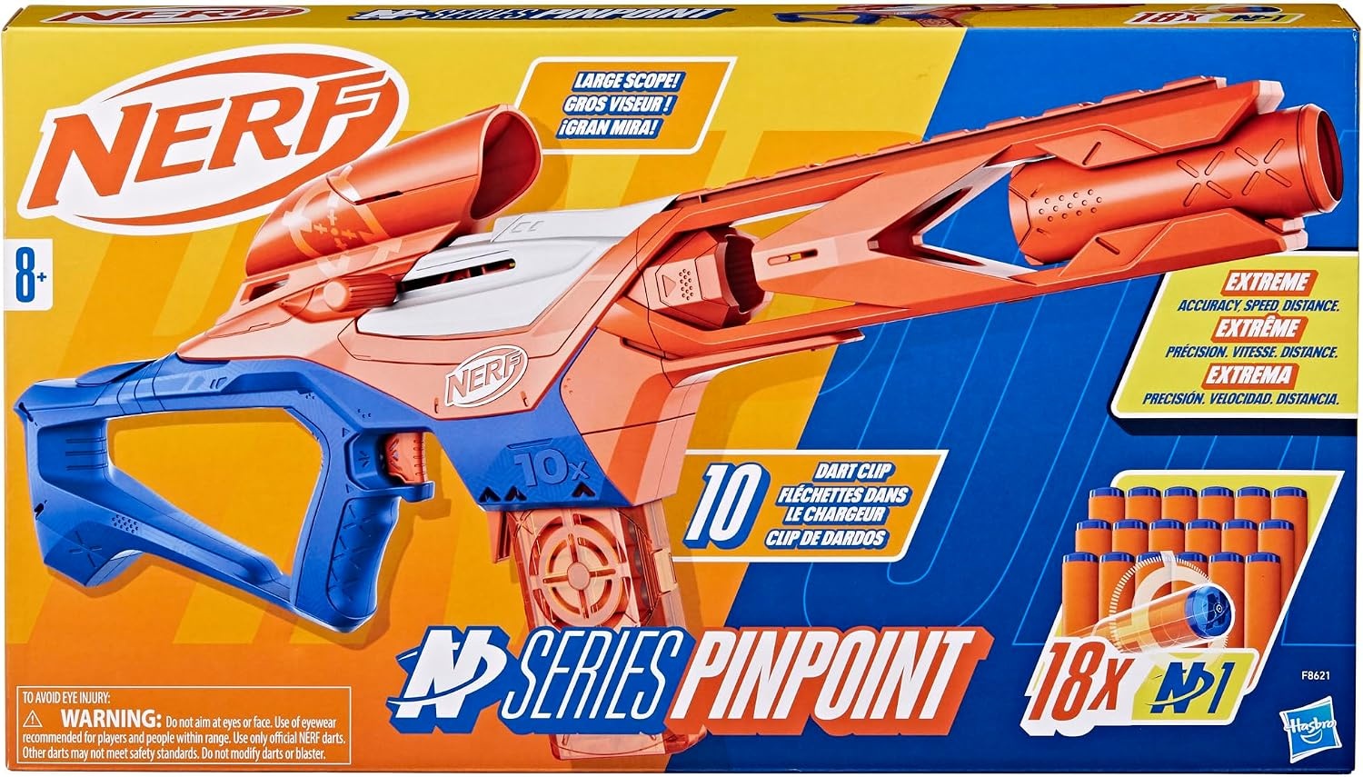 image:imageNerf N Series Pinpoint Dart Blaster 18 N1 Darts Compatible Only N Series Blasters 10Dart Clip Blaster Gifts for KidsN Series Pinpoint
