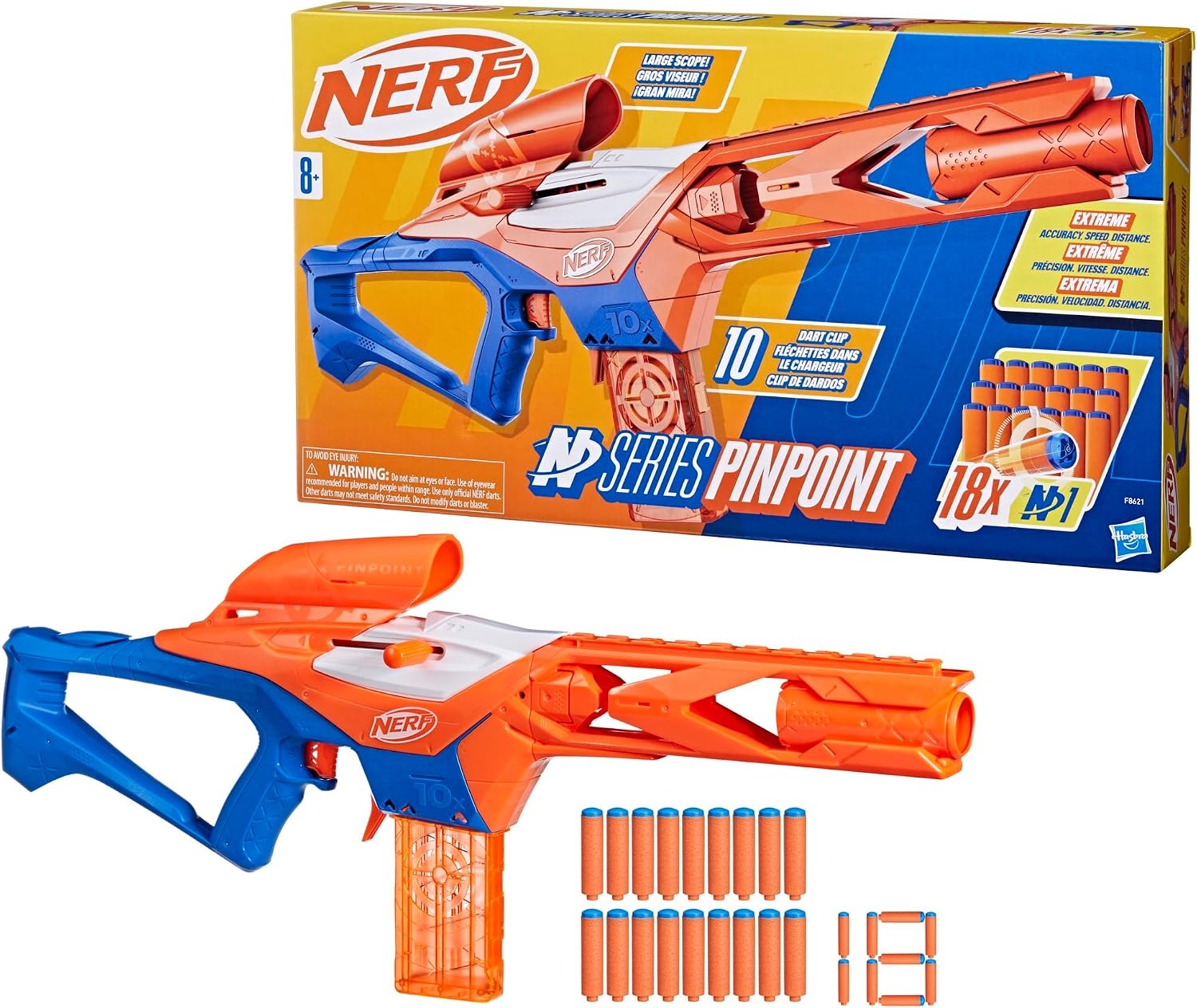 image:imageNerf N Series Pinpoint Dart Blaster 18 N1 Darts Compatible Only N Series Blasters 10Dart Clip Blaster Gifts for KidsN Series Pinpoint