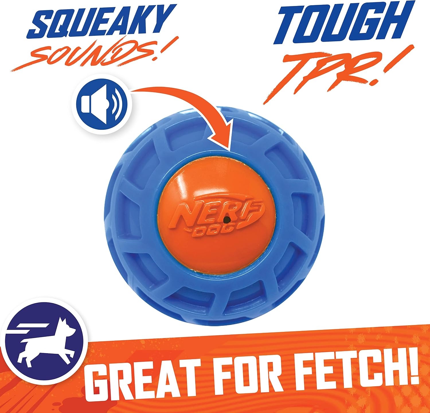 image:image3in TPR EXO Squeak Ball BlueOrange3 inches
