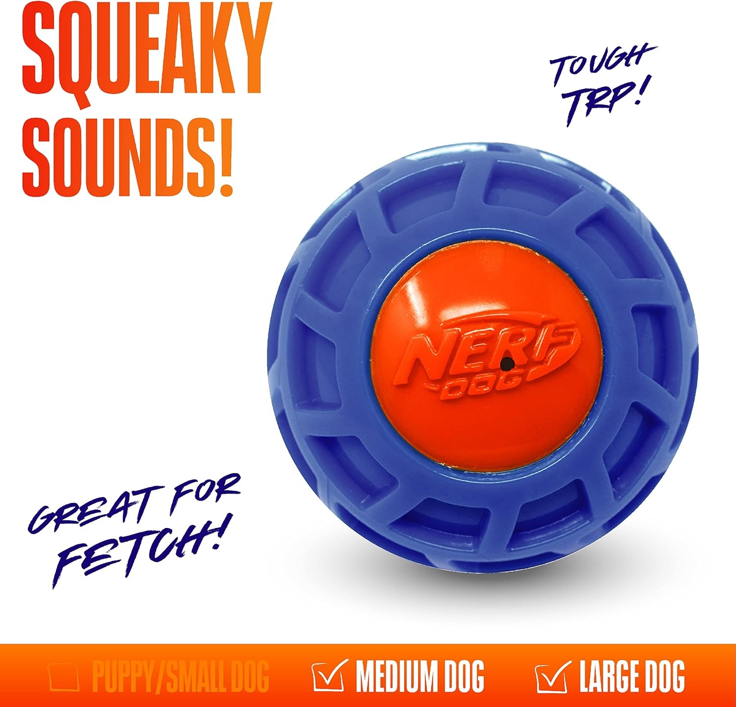 image:image3in TPR EXO Squeak Ball BlueOrange4 inches