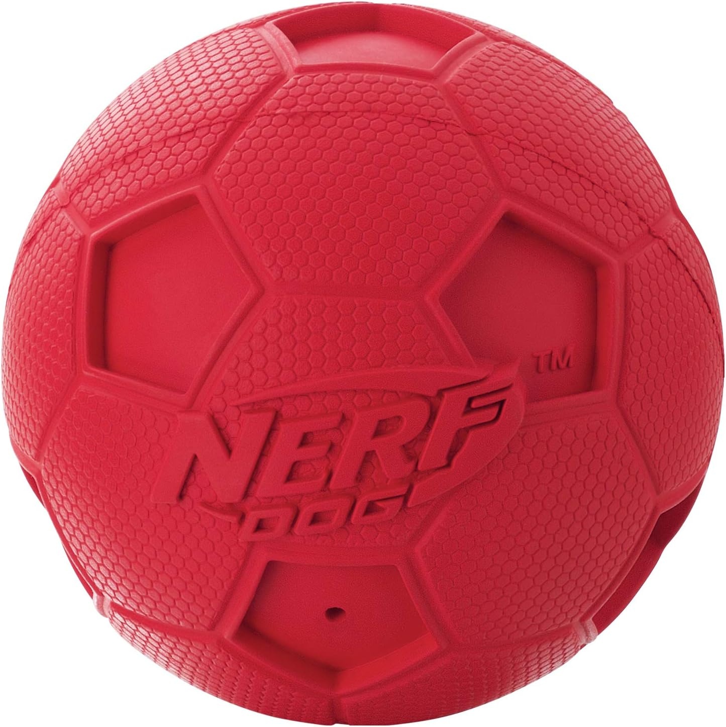image:imageNerf Dog 4in Soccer Squeak Ball Green Dog Toy Model Number 2172Red and Blue