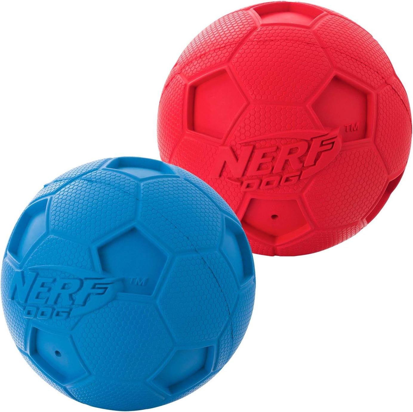image:imageNerf Dog 4in Soccer Squeak Ball Green Dog Toy Model Number 2172Red and Blue