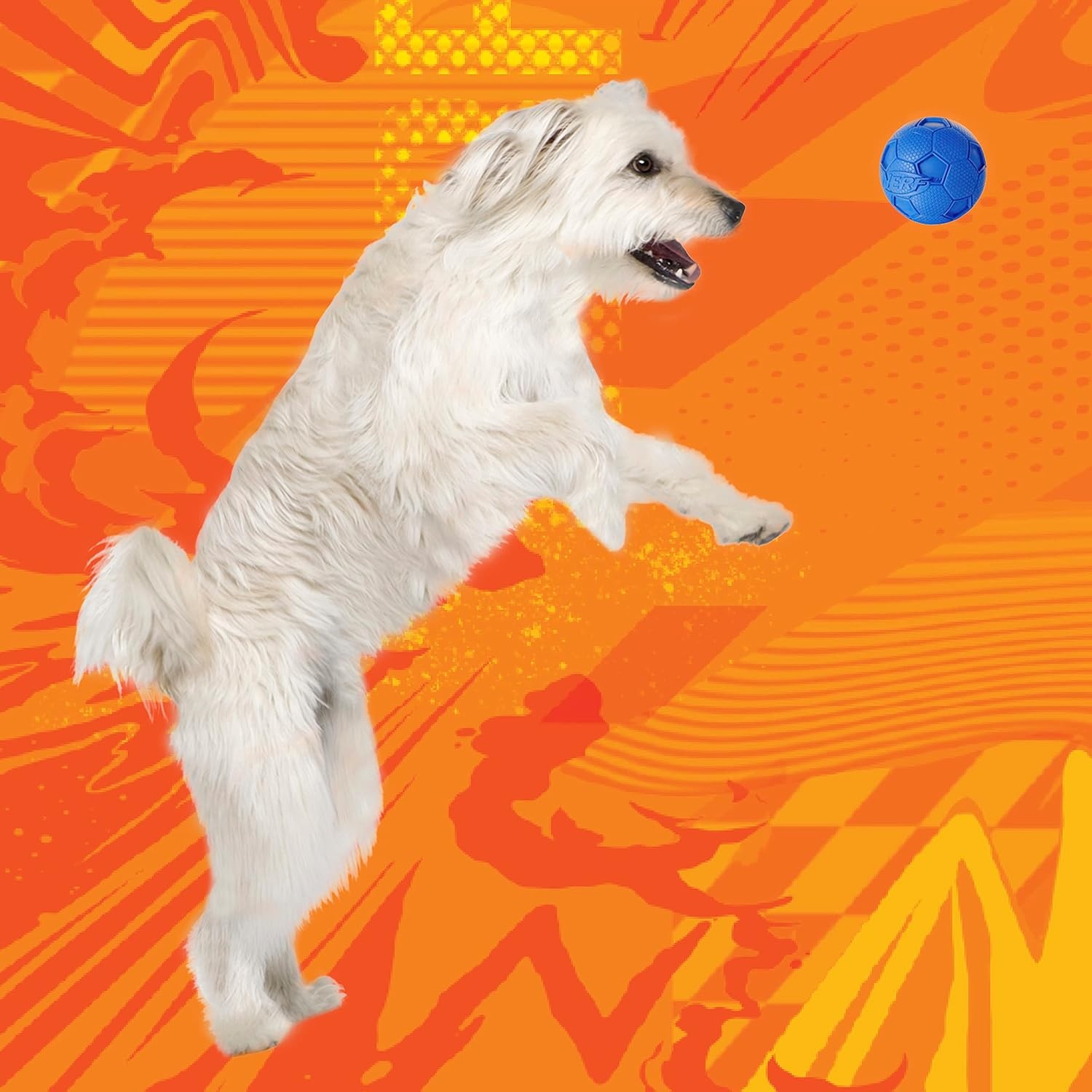 image:imageNerf Dog 4in Soccer Squeak Ball Green Dog Toy Model Number 2172Red and Blue