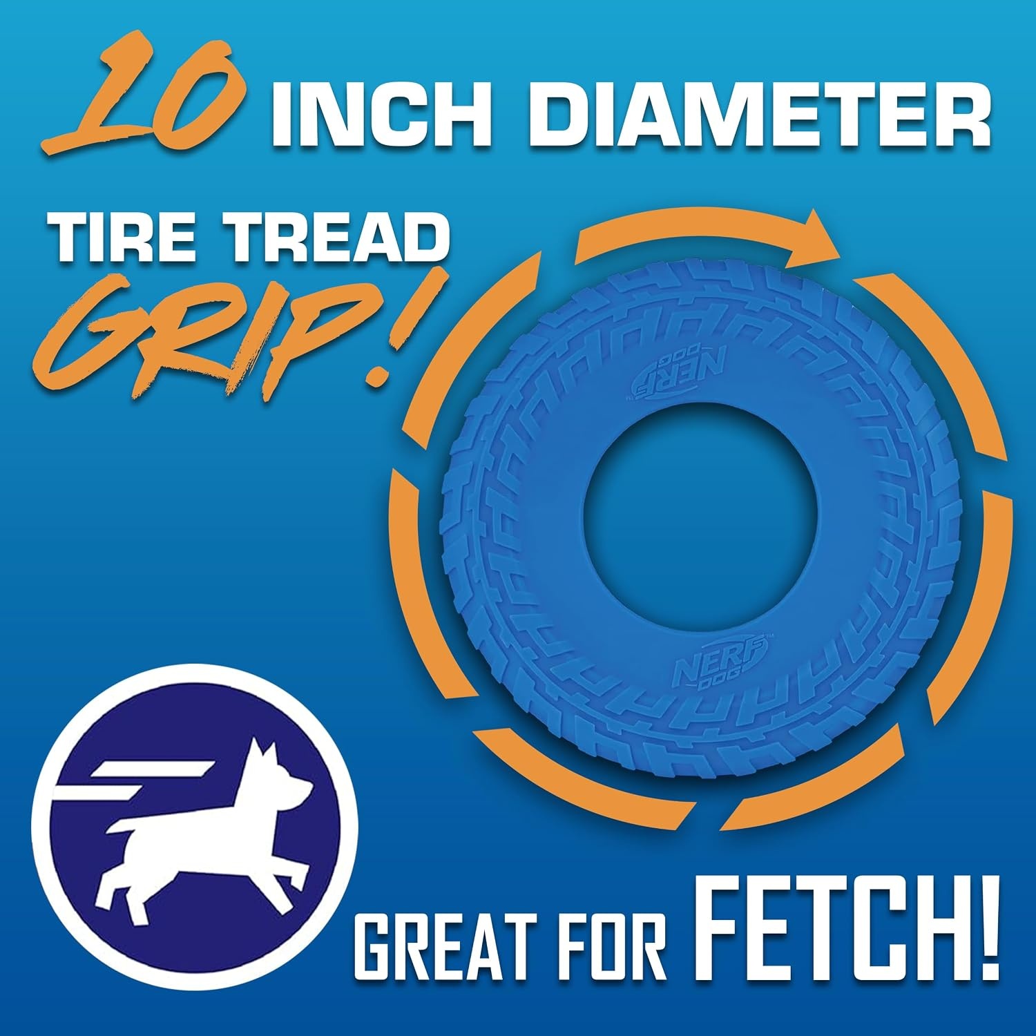 image:imageNerf Dog Atomic Flyer Outdoor Dog Toy 10 Inch Flying Disc Dog Fetch Toy Rubber Dog Toy for Medium Dogs and Large Dogs OrangeBlue
