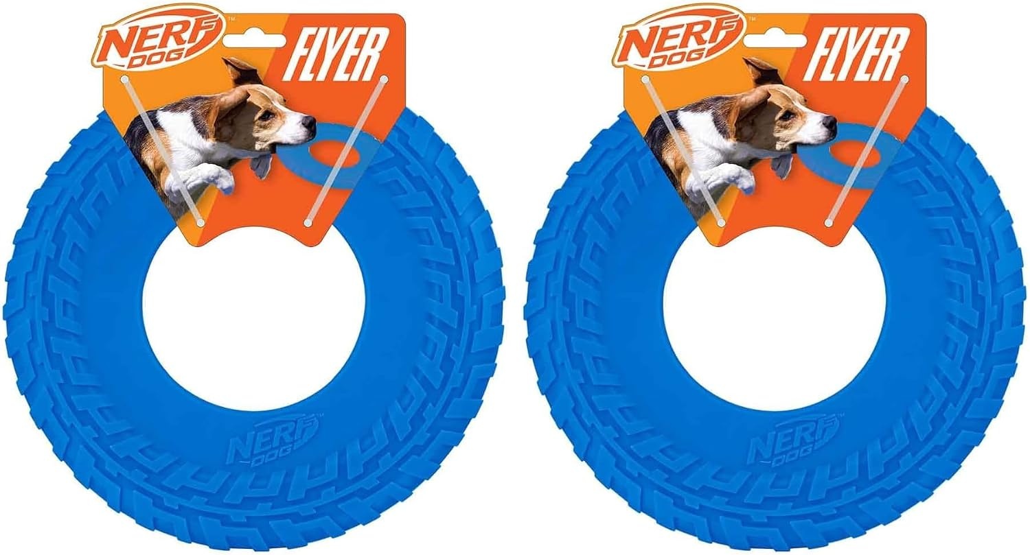 image:imageNerf Dog Atomic Flyer Outdoor Dog Toy 10 Inch Flying Disc Dog Fetch Toy Rubber Dog Toy for Medium Dogs and Large Dogs OrangeBlue