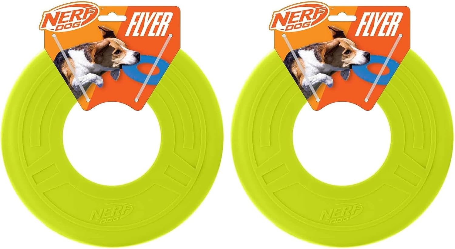 image:imageNerf Dog Atomic Flyer Outdoor Dog Toy 10 Inch Flying Disc Dog Fetch Toy Rubber Dog Toy for Medium Dogs and Large Dogs OrangeGreen