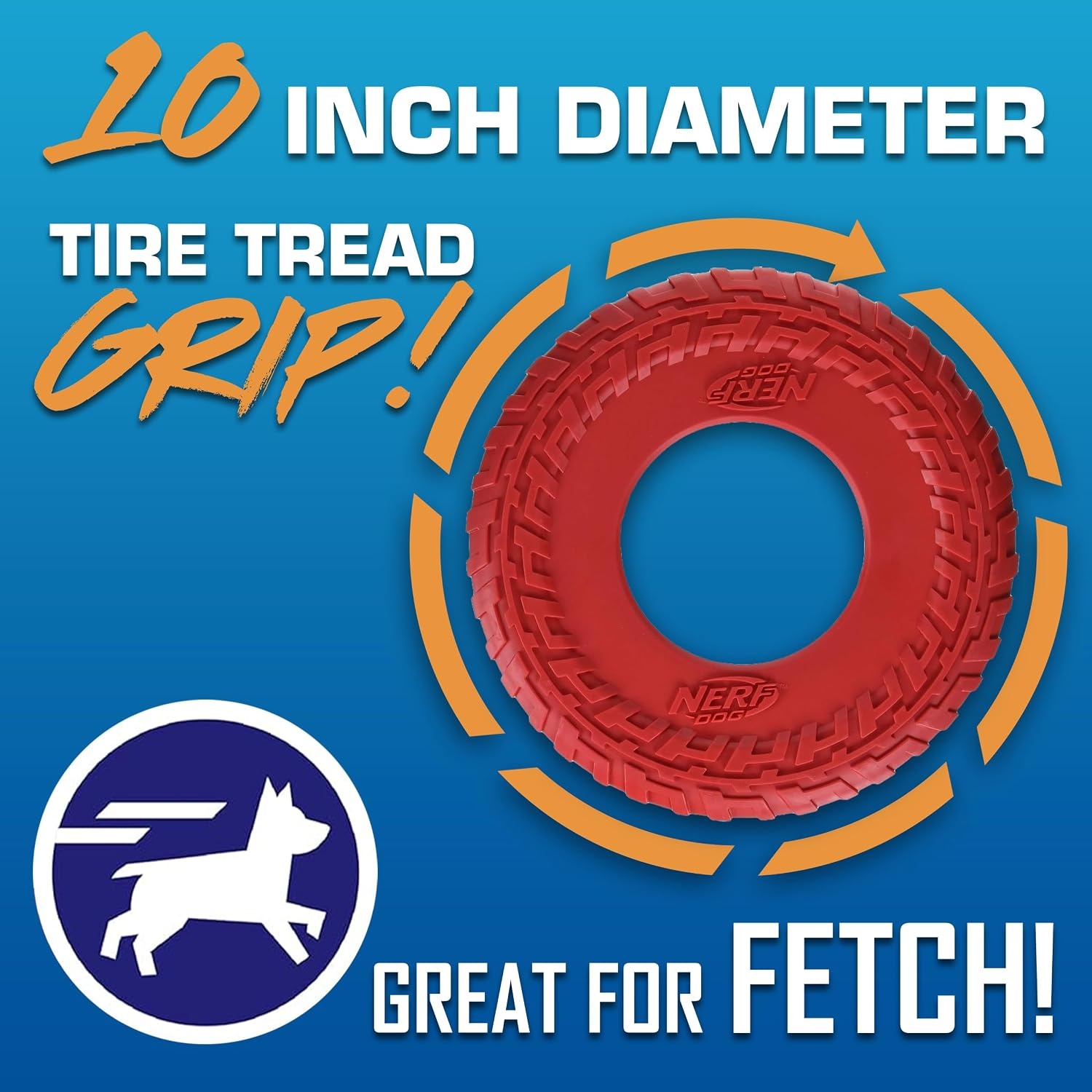 image:imageNerf Dog Atomic Flyer Outdoor Dog Toy 10 Inch Flying Disc Dog Fetch Toy Rubber Dog Toy for Medium Dogs and Large Dogs OrangeMulticolor