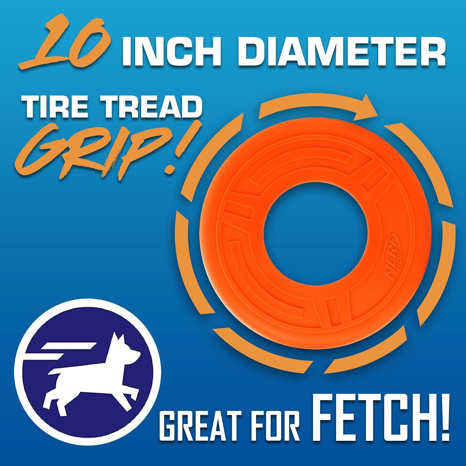 image:imageNerf Dog Atomic Flyer Outdoor Dog Toy 10 Inch Flying Disc Dog Fetch Toy Rubber Dog Toy for Medium Dogs and Large Dogs OrangeOrange
