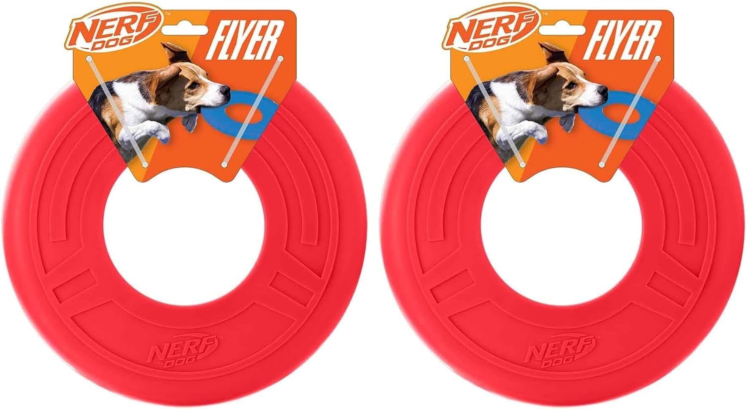image:imageNerf Dog Atomic Flyer Outdoor Dog Toy 10 Inch Flying Disc Dog Fetch Toy Rubber Dog Toy for Medium Dogs and Large Dogs OrangeRed