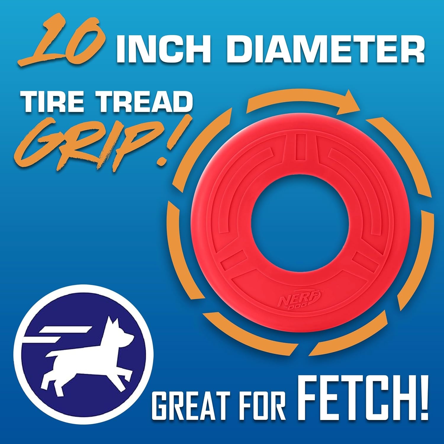 image:imageNerf Dog Atomic Flyer Outdoor Dog Toy 10 Inch Flying Disc Dog Fetch Toy Rubber Dog Toy for Medium Dogs and Large Dogs OrangeRed