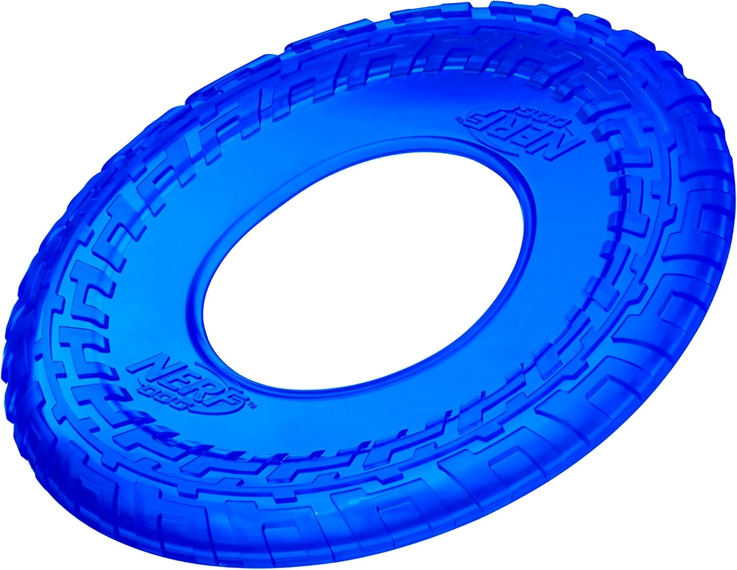 image:imageNerf Dog Atomic Flyer Outdoor Dog Toy 10 Inch Flying Disc Dog Fetch Toy Rubber Dog Toy for Medium Dogs and Large Dogs OrangeTranslucent Blue