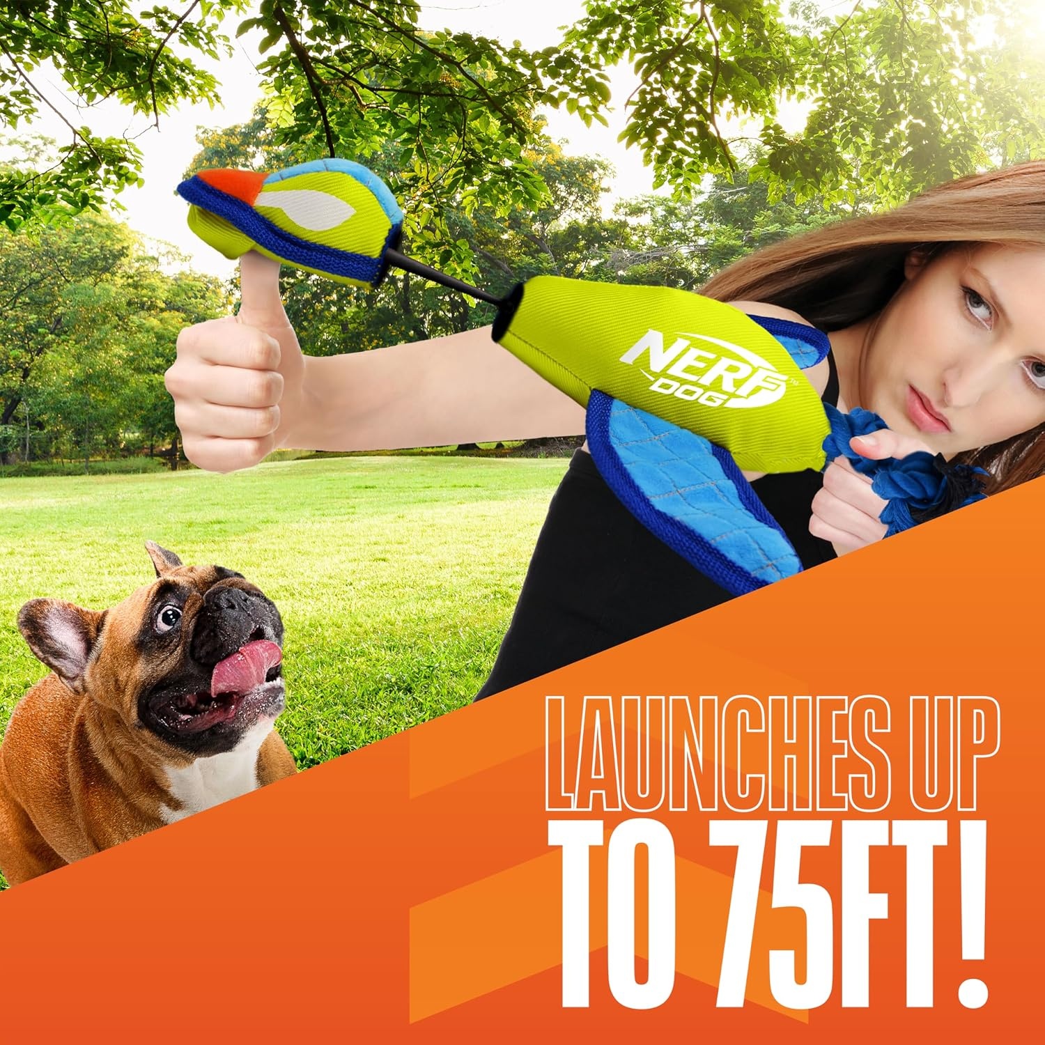 image:imageNerf Dog Large Nylon Launching DuckBlueGreenGreen Blue